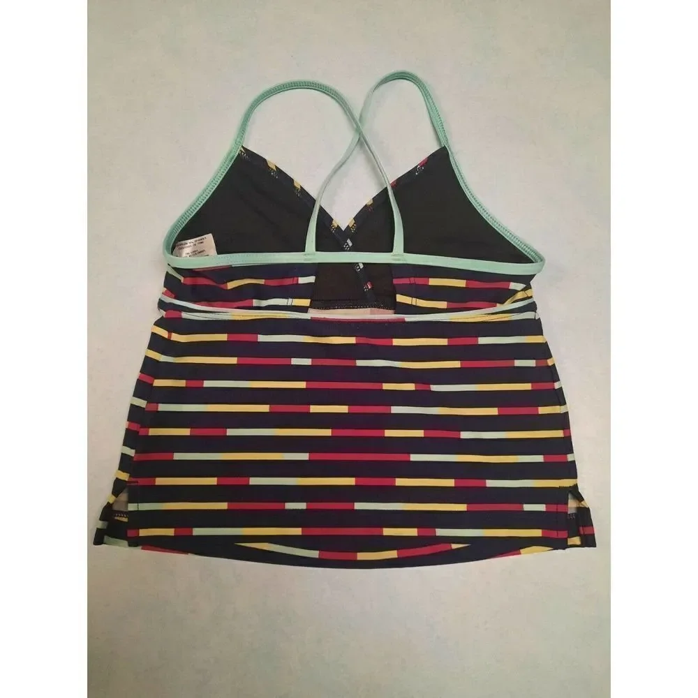 Patagonia Navy Blue Multicolor Stripe Tankini Top Swim Tank Girls Size S 8